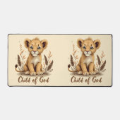 Adorable Lion Cub Christlich Art Faith Quote Schreibtischunterlage (Vorderseite)