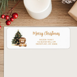 Adorable Lion Decorated Tree Return Address Label