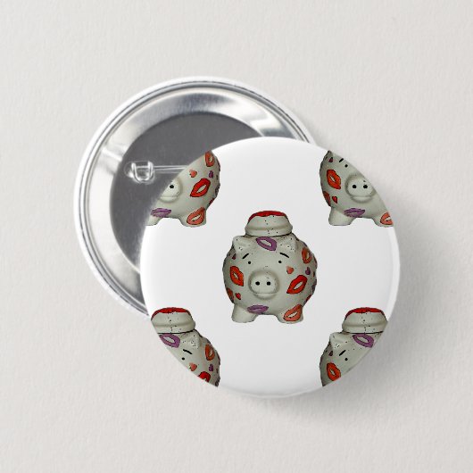 Adorable Lipstick Pig Button (Vorne & Hinten)