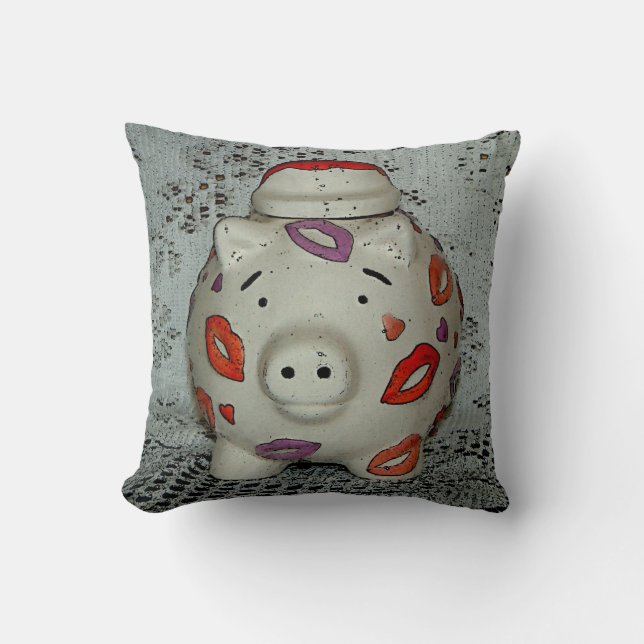 Adorable Lipstick Pig Kissen (Vorderseite)