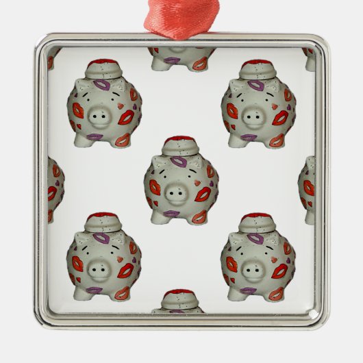 Adorable Lipstick Pig Ornament Aus Metall (Vorne)