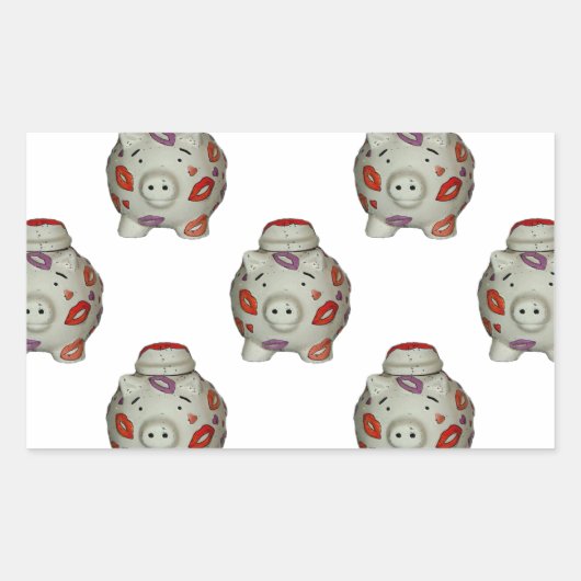 Adorable Lipstick Pig Rechteckiger Aufkleber (Vorderseite)