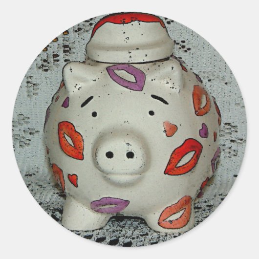 Adorable Lipstick Pig Runder Aufkleber (Vorderseite)