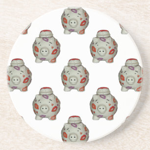 Adorable Lipstick Pig Sandstein Untersetzer