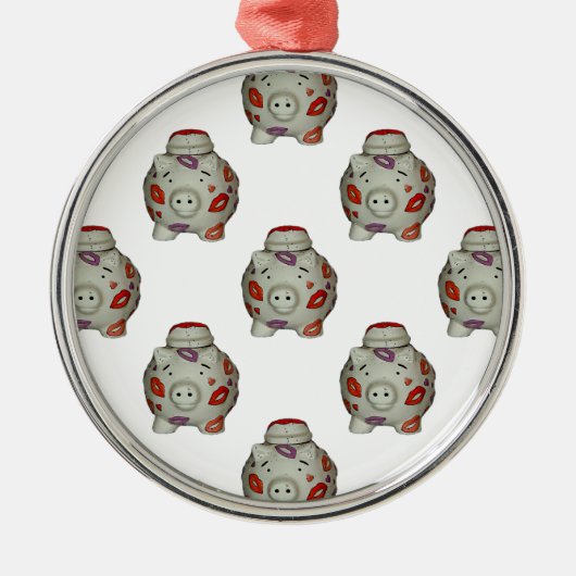 Adorable Lipstick Pig Silbernes Ornament (Vorne)