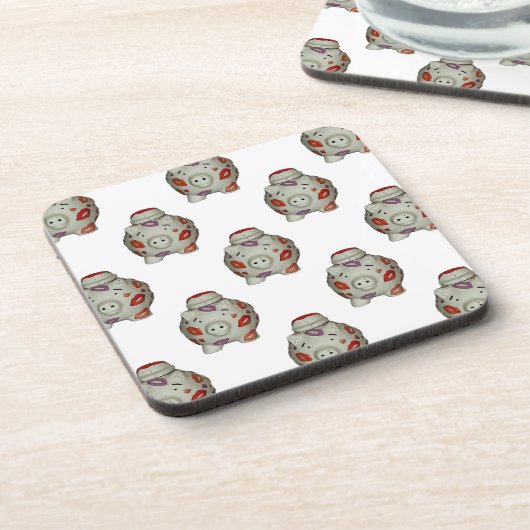 Adorable Lipstick Pig Untersetzer (Linke Seite)