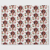 Adorable Little Afro Christmas Elf Girl Geschenkpapier (Flach)