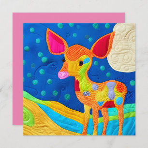 Adorable Little Baby Deer - quilt-like Design Karte