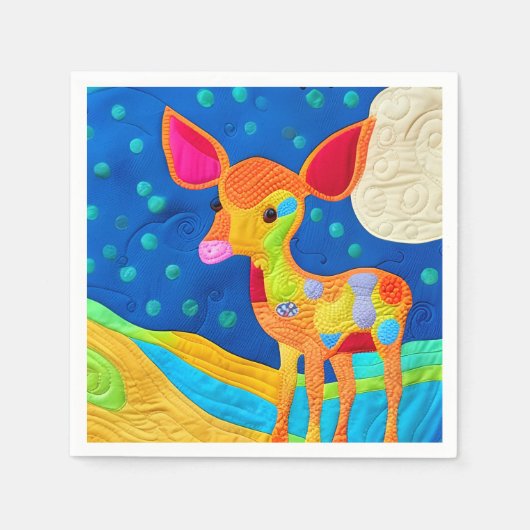 Adorable Little Baby Deer - quilt-like Design Serviette (Vorderseite)