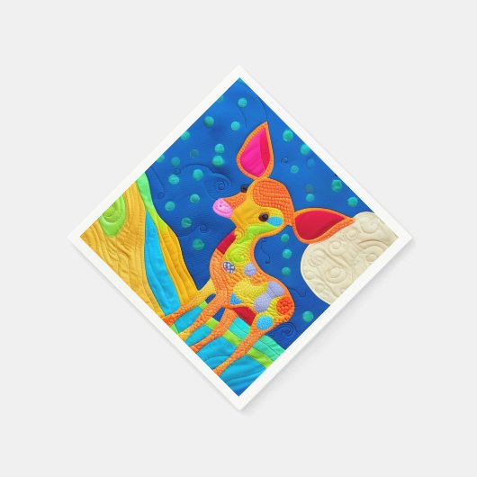 Adorable Little Baby Deer - quilt-like Design Serviette (Ecke)