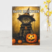 Adorable Little Black Kitty Cat Karte (Gelbe Blume)