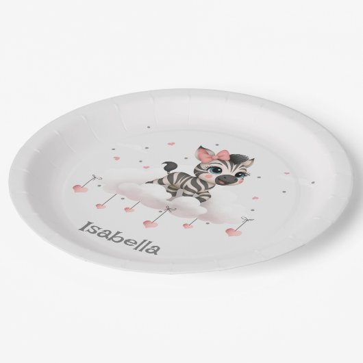 Adorable little cartoon zebra pappteller (Schrägansicht)