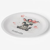 Adorable little cartoon zebra pappteller (Schrägansicht)