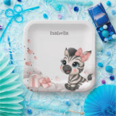 Adorable little cartoon zebra pappteller (Party)