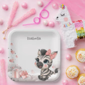 Adorable little cartoon zebra pappteller (Party)