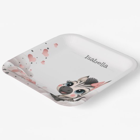 Adorable little cartoon zebra pappteller (Gewinkelt)