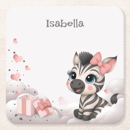Adorable little cartoon zebra rechteckiger pappuntersetzer (Vorderseite)