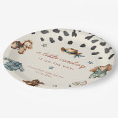 Adorable Little Cowboy ist unterwegs Baby Dusche Pappteller (Schrägansicht)