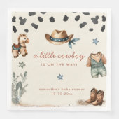 Adorable Little Cowboy ist unterwegs Baby Dusche Serviette (Vorderseite)
