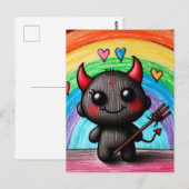 Adorable Little Devil Critter Childlike AI Art Postkarte (Vorne/Hinten)
