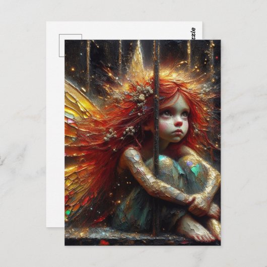Adorable Little Fairy mit Rotem Haar Postkarte (Vorne/Hinten)
