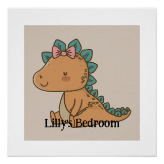Adorable Little Girl Dinosaur - Niedliches Dino De Poster