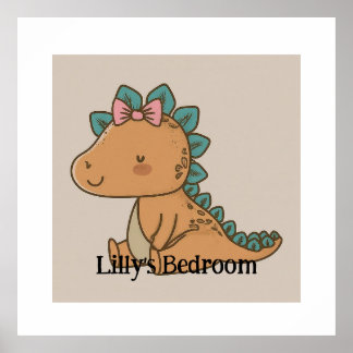 Adorable Little Girl Dinosaur - Niedliches Dino De Poster