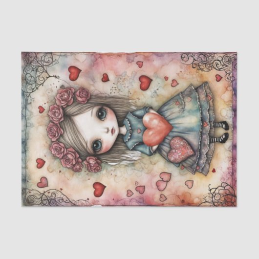 Adorable Little Girl - Valentinstag - Decoupage Seidenpapier (Vorderseite)