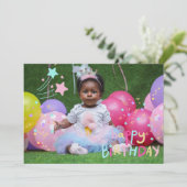 Adorable Little Girl's Foto Flat Birthday Card Dankeskarte (Stehend Vorderseite)