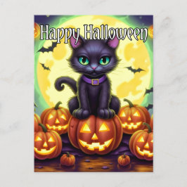 Adorable Little Kitty Cat | Frohe Halloween Postkarte