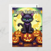 Adorable Little Kitty Cat | Frohe Halloween Postkarte (Vorne/Hinten)