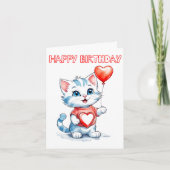 Adorable Little Kitty Cat Happy Birthday Karte (Vorderseite)