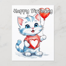 Adorable Little Kitty Cat Happy Birthday Postkarte