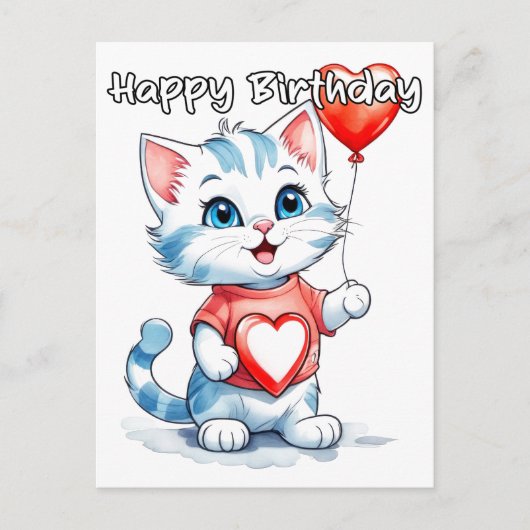 Adorable Little Kitty Cat Happy Birthday Postkarte (Vorderseite)