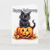 Adorable Little Kitty Cat Hexe | Frohe Halloween Karte (Vorderseite)