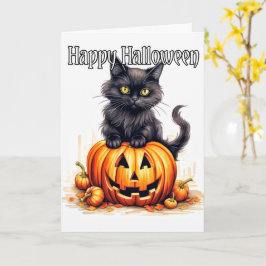 Adorable Little Kitty Cat Hexe | Frohe Halloween Karte