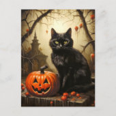 Adorable Little Kitty Cat Hexe | Frohe Halloween Postkarte (Vorderseite)