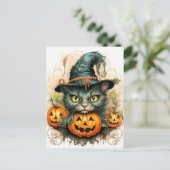 Adorable Little Kitty Cat Hexe Postkarte (Stehend Vorderseite)