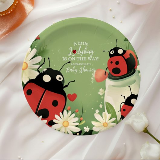 Adorable Little Ladybug Girl Babydusche Pappteller
