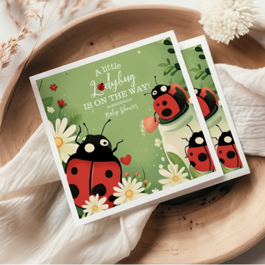 Adorable Little Ladybug Girl Babydusche Serviette