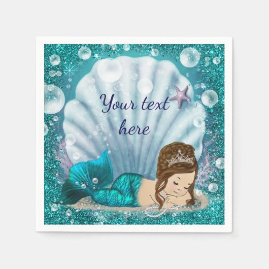 Adorable Little Mermaid Paper Napkins Serviette (Vorderseite)