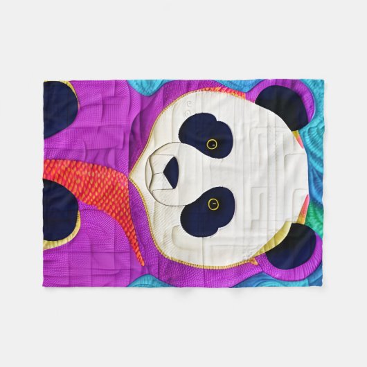 Adorable Little Panda - quilt-like Design Fleecedecke (Vorderseite (Horizontal))