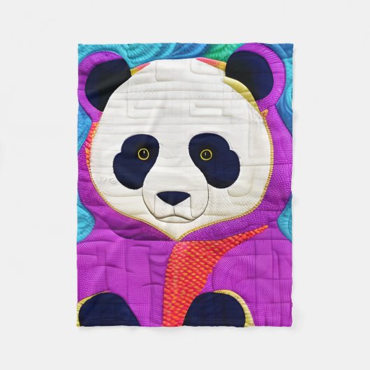 Adorable Little Panda - quilt-like Design Fleecedecke (Vorderseite)