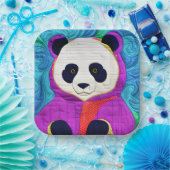 Adorable Little Panda - quilt-like Design Pappteller (Party)