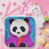 Adorable Little Panda - quilt-like Design Pappteller (Party)