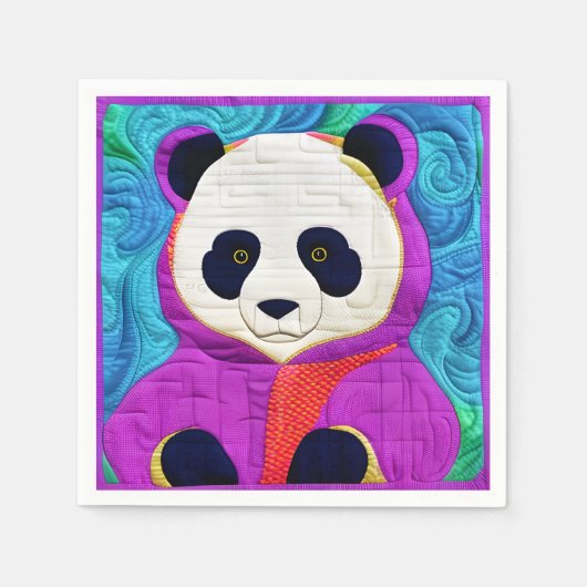 Adorable Little Panda - quilt-like Design Serviette (Vorderseite)