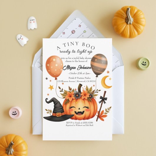 Adorable Little Pumpkin Boo Halloween Kinderdusche Einladung