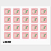 Adorable Little Turtle Pink Baby Shower Thank You Quadratischer Aufkleber (Blatt)