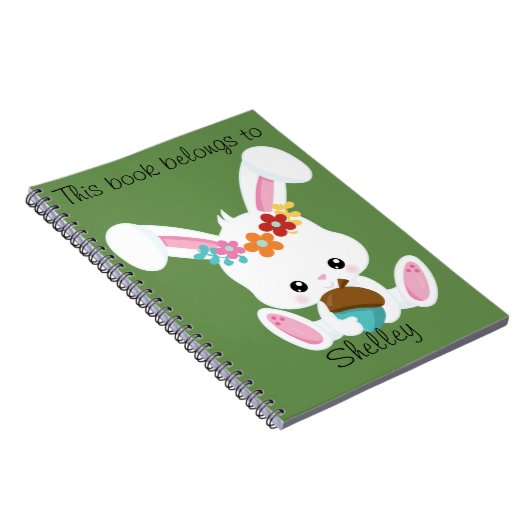 Adorable Little White Bunny Personalisiert Notizblock (Rechte Seite)