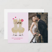 Adorable Llama Custom Foto Valentinstag Postkarte (Vorne/Hinten)